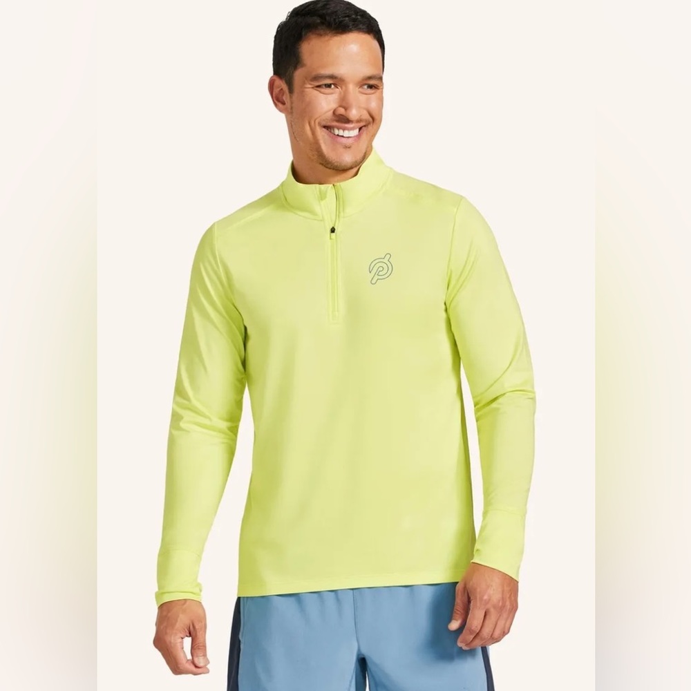 Peloton “Warm Up” ¼-Zip Performance Sunny Lime Jersey- Men's Size Medium.